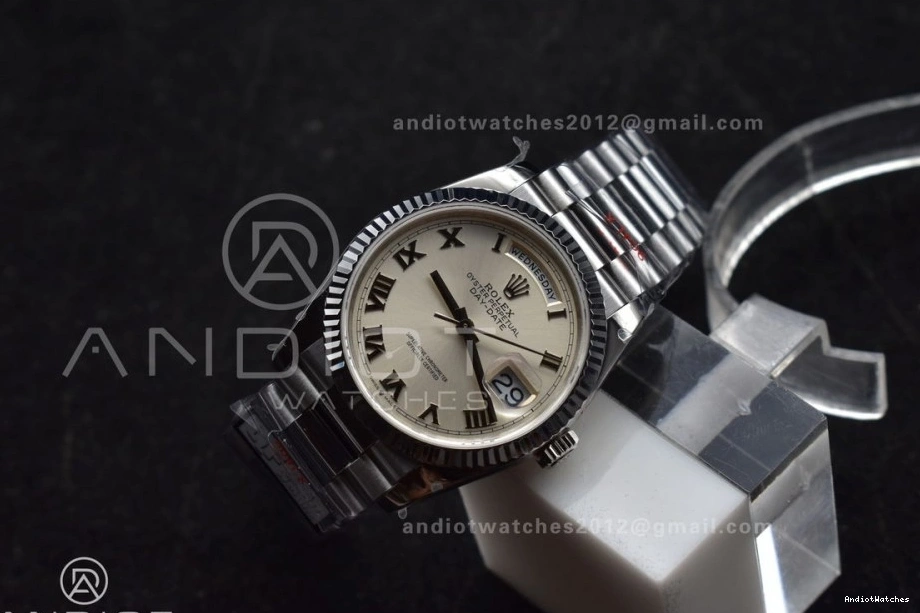 on White (Gain DayDate 688 vr3255 Best Stick V5 President QF 904L SS Dial Roman Weight) Steel Bracelet Unisex 36 Edition 1016